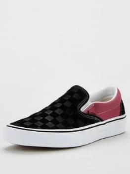 Vans Vans Ua Classic Slip On Deboss Checkerboard, Black/Pink, Size 3, Women