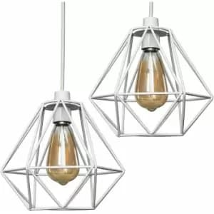 Minisun - 2 x - White Ceiling Pendant Light Shades