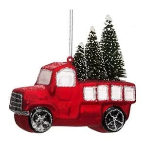 Red Truck with Christmas Tree Hanging Decoration