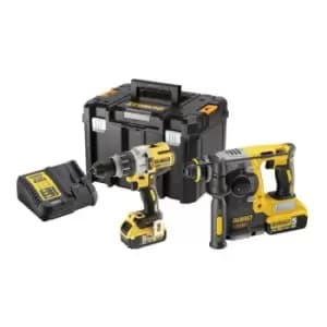 DEWALT - DCK207P2T 18V xr sds Plus Hammer & Combi Drill Twin Pack (2 x 5.0Ah Batteries) in tstak Box DCK207P2T-GB