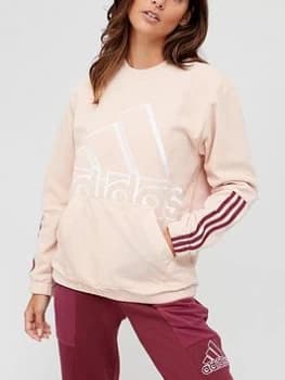 adidas Brand Love Polarfleece Half Zip Sweat - Blush, Blush Size XS Women