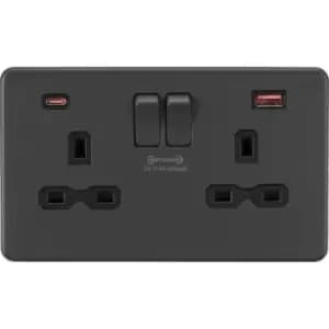 MLA Knightsbridge 13A 2G DP Switched Socket With Dual USB A+C Anthracite - SFR9909AT