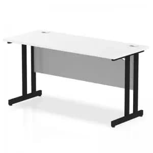 Impulse 1400 x 600mm Straight Desk White Top Black Cantilever Leg