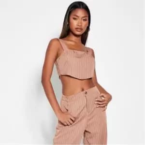 I Saw It First Pinstripe Square Neck Tailored Bralet - Brown