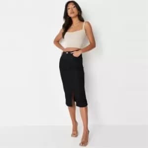 Missguided Hem Midi Skirt - Black
