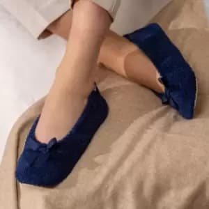 totes Isotoner Popcorn Ladies Ballet Slippers Navy