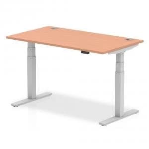 Trexus Sit Stand Desk With Cable Ports Silver Legs 1400x800mm Beech