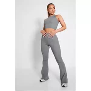 I Saw It First Elasticated Waist Seamless Rib Flares - Grey