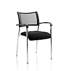 Visitor Chair Brunswick Chrome Frame Mesh Back Black Fabric With Arms