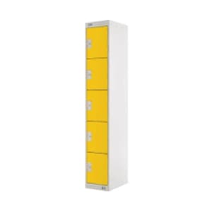 Five Compartment Locker D300mm Yellow Door MC00030