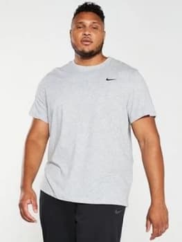 Nike Plus Size Solid Crew Neck T-Shirt - Grey