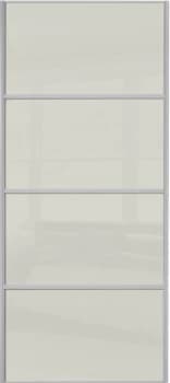 Wickes Sliding Wardrobe Door Silver Framed Four Panel Soft White Glass - 2220 x 610mm
