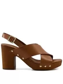 Dune London Jingers Leather Cross Strap Clog Sandal, Tan, Size 37, Women