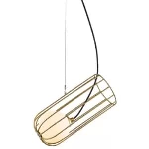 Netlighting Modern Hanging Pendant Golden 1 Light with Gold, White Shade, G9 - I