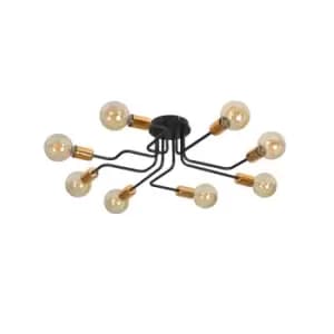 Emibig Harmony Black/Copper Multi Arm Semi Flush Ceiling light 8x E27