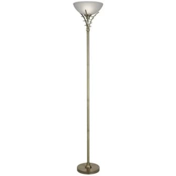 Searchlight Linea - 1 Light Floor Lamp Uplighter Antique Brass and Opal Glass, E27