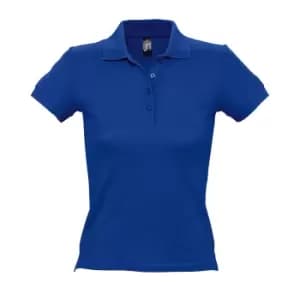 SOLS Womens/Ladies People Pique Short Sleeve Cotton Polo Shirt (M) (Royal Blue)