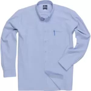 Portwest Mens Oxford Long Sleeved Shirt Blue Size 14