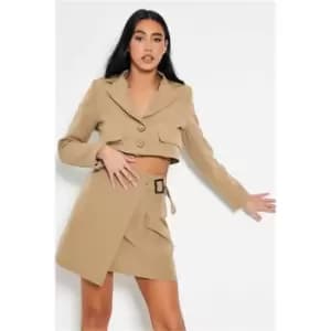 I Saw It First Stone Co Ord Cropped Blazer - Brown