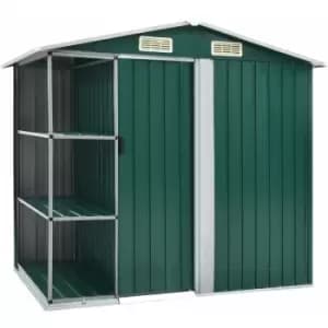 Garden Shed with Rack Green 205x130x183cm Iron Vidaxl Green