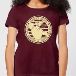 Johnny Bravo Sports Badge Womens T-Shirt - Burgundy - L