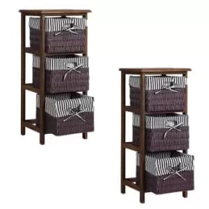 Basket Shelf 2 Pcs Set Brown/Black Paulownia Wood