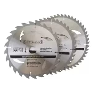 Silverline TCT Circular Saw Blades 3pk 230 x 30 - 25, 20, 16mm Rings 892547