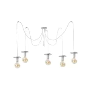 Saturn Cluster Pendant Ceiling Light Silver, 5x E27