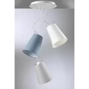 Onli Pinocchio 3 Light Cluster Pendant Ceiling Light, White, Grey, Blue Shades