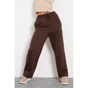 I Saw It First Tie Waist Pin Tuck Wide Leg Jogger - Brown