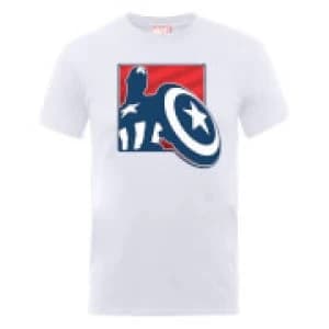 Marvel Avengers Assemble Captain America Outline Badge T-Shirt - White - L