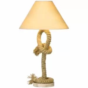 HOMCOM Twisted Rope Nautical Style Bedside Lamp For Bedroom, Study, Living Room, Beige