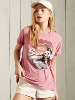 Superdry Vl Itago Tee, Rose, Size 10, Women
