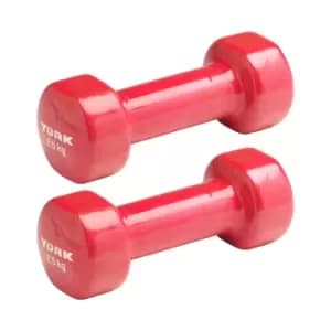 York Vinyl Dipped Dumbbells 2 x 2.5kg - Red