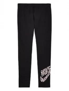 Nike Older Girls Favourite Printed Leggings - Black/Pink
