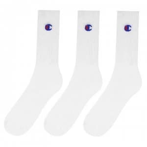 Champion 3 Pack Logo Socks - White