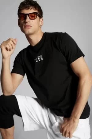 DSQUARED2 Men Short sleeve t-shirt Black/White Size L 100% Cotton