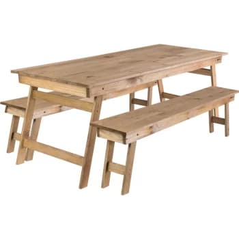 3 Pcs. Folding Dining Set, Pine Wood - Tramontina