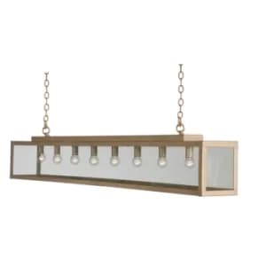 Zenia 8 Light Straight Bar Pendant Ceiling Light Beige Gold