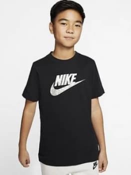 Nike Sportswear Older Boys Futura Camo Logo T-Shirt, Black, Size L, 12-13 Years