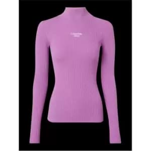 Calvin Klein Jeans Stacked Logo Tight Sweater - Purple
