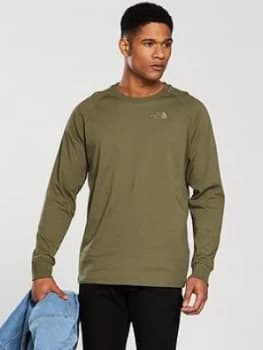 The North Face Long Sleeve Raglan Simple Dome T Shirt Olive Size S Men