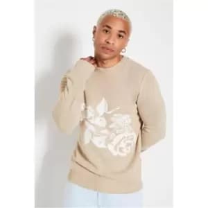 I Saw It First Stone Mens Rose Graphic Jumper - Brown
