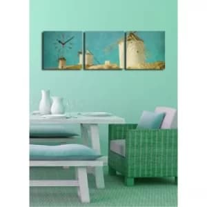 3P2828CS-18 Multicolor Decorative Canvas Wall Clock (3 Pieces)