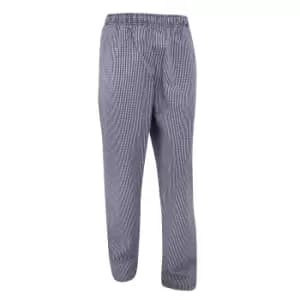 Dennys Unisex Blue/White Check Fully Elasticated Trouser / Chefswear (2XL) (Navy/White)