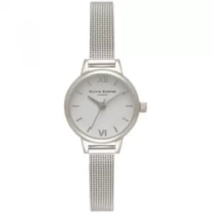 Mini Dial White Silver Mesh Watch