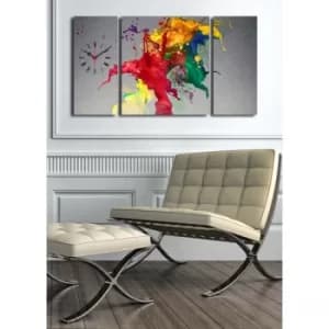 3P204045CS-8 Multicolor Decorative Canvas Wall Clock (3 Pieces)