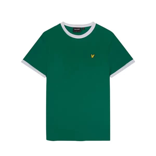 Lyle & Scott Mens Ringer Regular Fit Cotton T Shirt S - Chest 36-38' (91-96cm) Court Green/White LYL116-X166-S