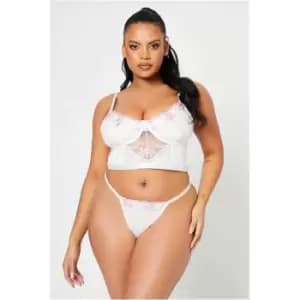 I Saw It First White Plus Size Floral Lace Bra And Thong Set - White