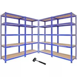 4 x Monster Racking T-Rax Metal Storage Shelves, Blue, 90cm W, - Blue